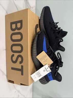 Yeezy Boost 350 V2 Black & Blue Athletic Shoes
